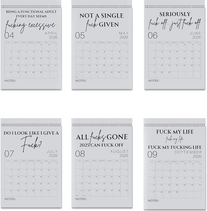 🗓️ "F*ck 2026's Stress:🔥Fuck It 2026 Spiral Bound Wall Calender