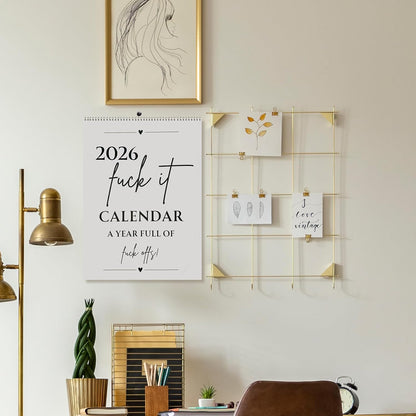 🗓️ "F*ck 2026's Stress:🔥Fuck It 2026 Spiral Bound Wall Calender