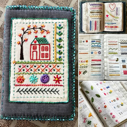 DIY embroidery journal with various stitch patterns