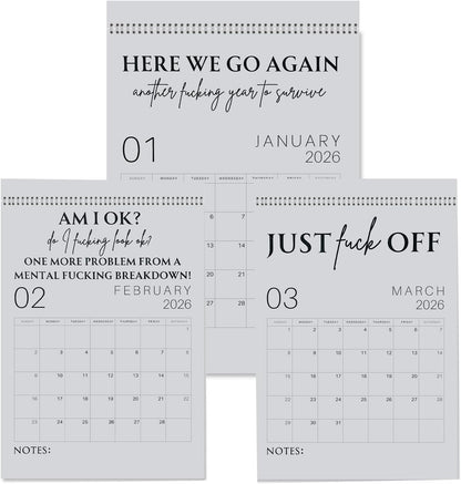 🗓️ "F*ck 2026's Stress:🔥Fuck It 2026 Spiral Bound Wall Calender