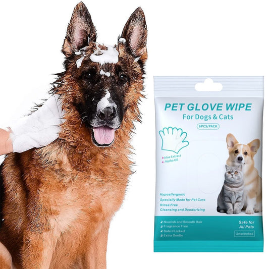 🔥Last Day Sale 49% OFF🔥Rinse-Free Dog Shampoo Mitts – Hypoallergenic Pet Bath Wipes, 6 Packs