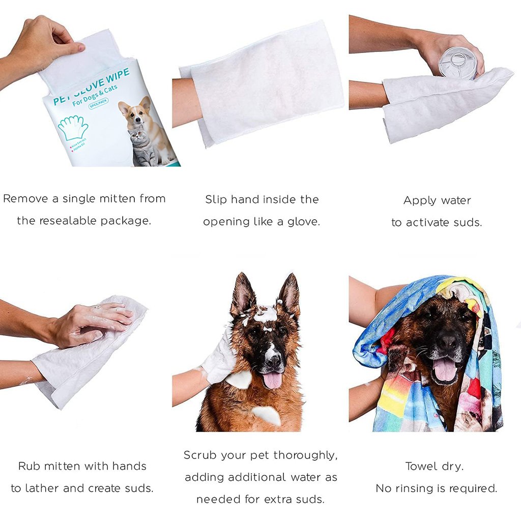 🔥Last Day Sale 49% OFF🔥Rinse-Free Dog Shampoo Mitts – Hypoallergenic Pet Bath Wipes, 6 Packs