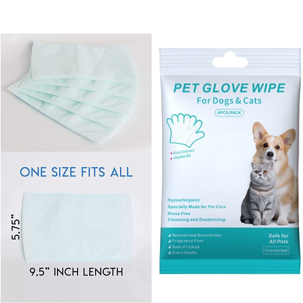 🔥Last Day Sale 49% OFF🔥Rinse-Free Dog Shampoo Mitts – Hypoallergenic Pet Bath Wipes, 6 Packs