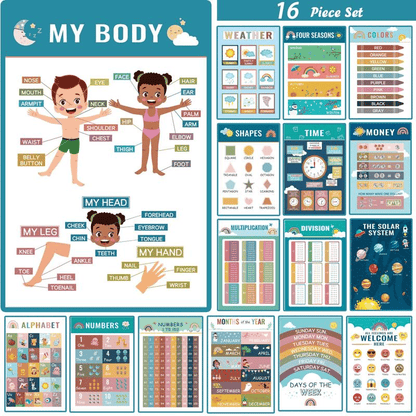 🔥Learn & Dream:🔥16 Boho Educational Posters for Toddlers
