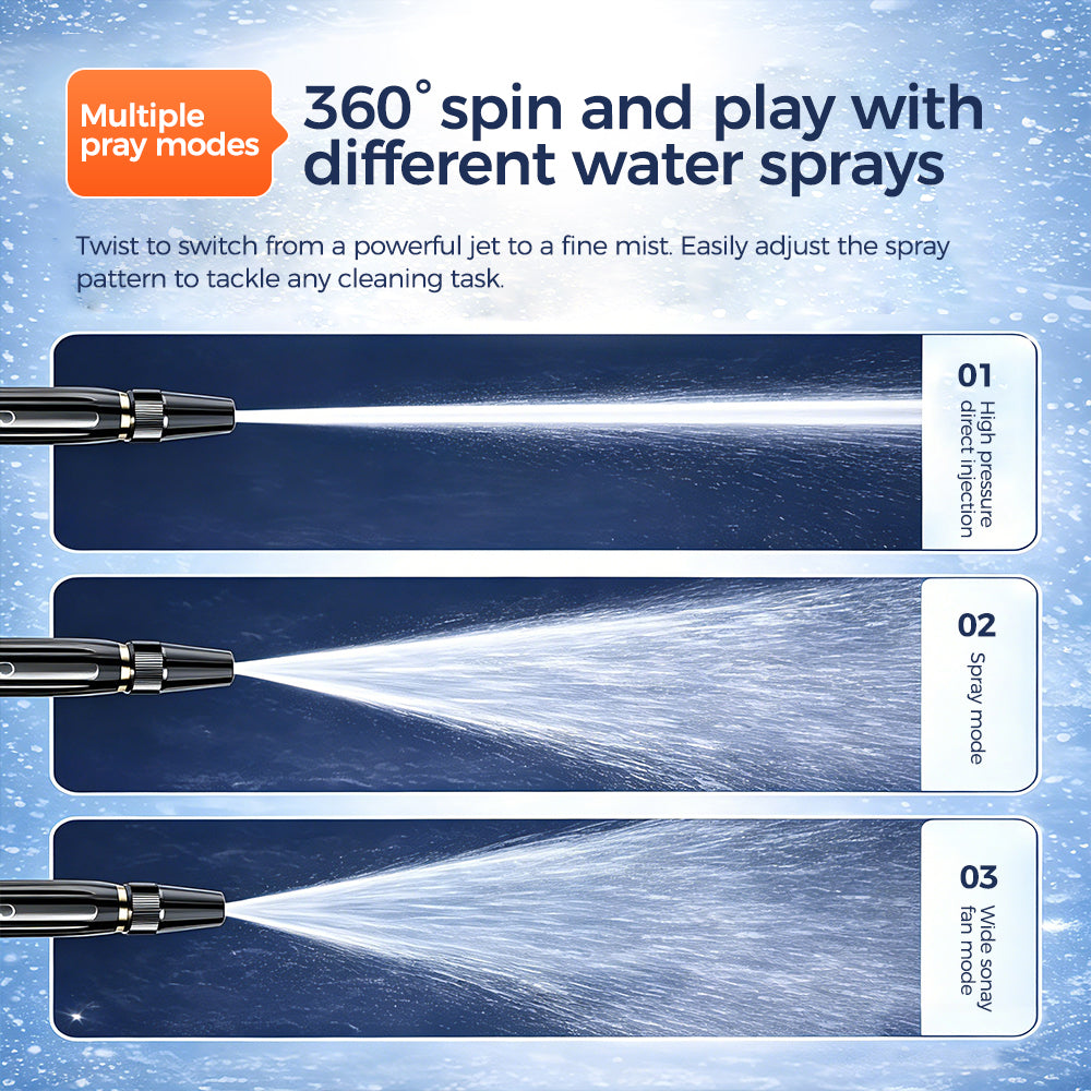 360° adjustable hose nozzle with 3 spray modes