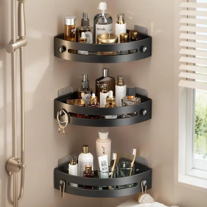 🔥3-Pack Black Triangle Shower Caddy