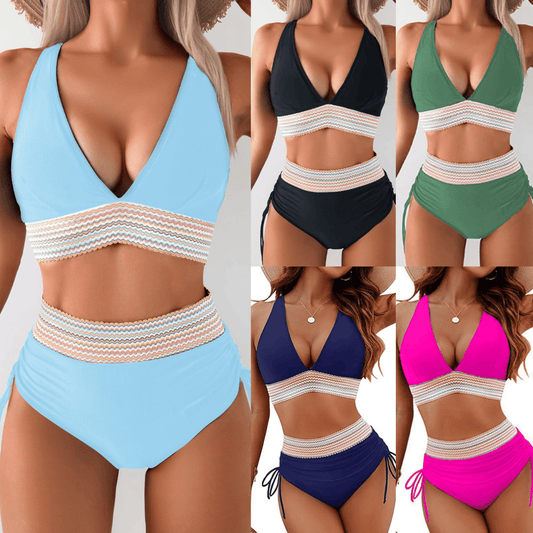 💖Summer Promotion 49% OFF💃2025 High Waisted Tummy Control Colour Block Bikini Sets