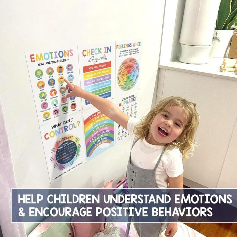 🎁Last Day 49% OFF🔥12 Calming Corner Classroom Posters - Feelings Wheel Chart & Emotions Poster For Kids - Free Shipping