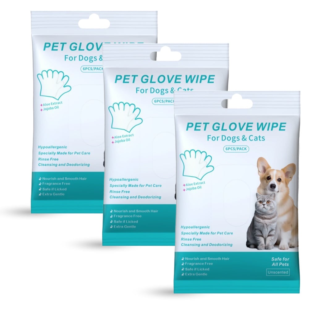 🔥Last Day Sale 49% OFF🔥Rinse-Free Dog Shampoo Mitts – Hypoallergenic Pet Bath Wipes, 6 Packs