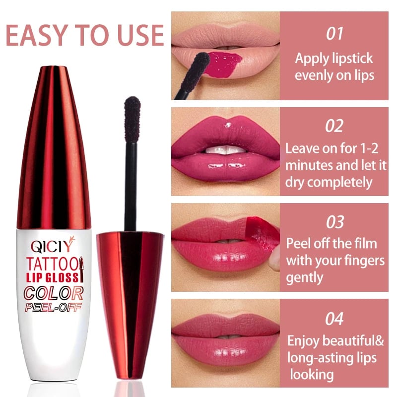 🌟Last Day 49% OFF🔥Tattoo Lip Gloss Set – 4 Colors, Hydrating Shine
